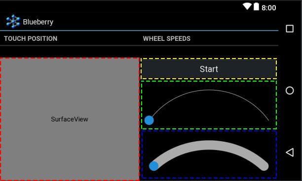 Android Bluetooth control application used to drive the robot and operate the arm